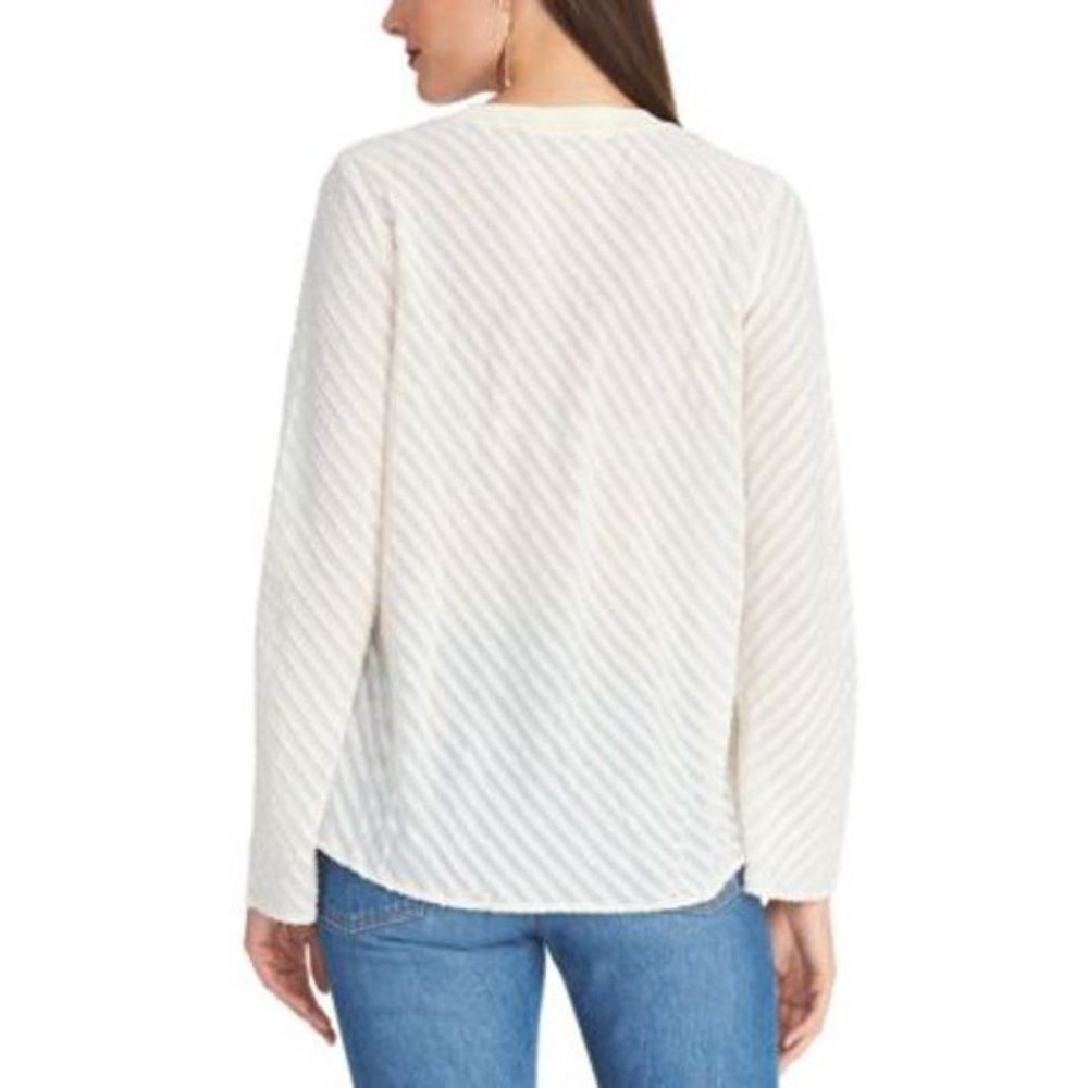 𝅺rachel Rachel Roy Womens Ivy Striped Sheer Top Ivory XL - Picture 2 of 6